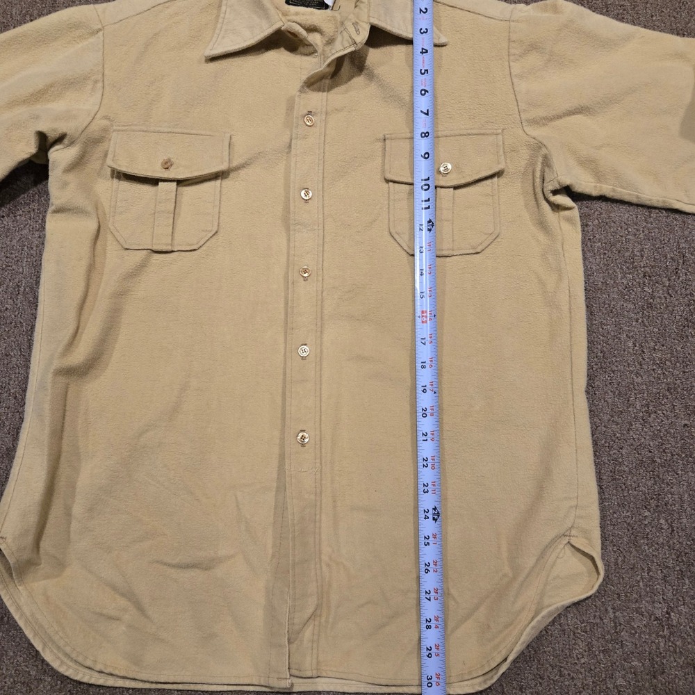Vintage Eddie Bauer Chamois Shirt Mens L Tan Beige Heavy Flannel 80s Hiking L/S - Picture 5 of 6